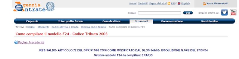 codice tributo 2003